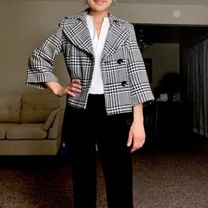 Tweed, black and white cropped coat.